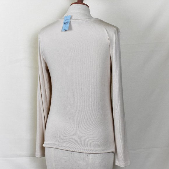 LOFT Top Blouse Knited Pullover long sleeve Petite L Ivory - Picture 3 of 5